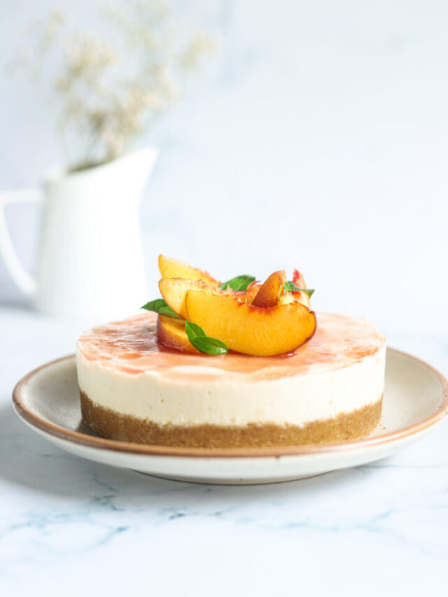 Vegan No-Bake Cheesecake with Peaches (Gluten-Free) Story
