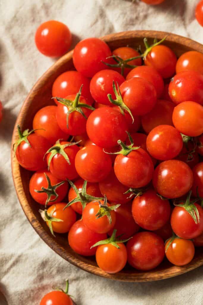 A bowl of cherry tomatoes.