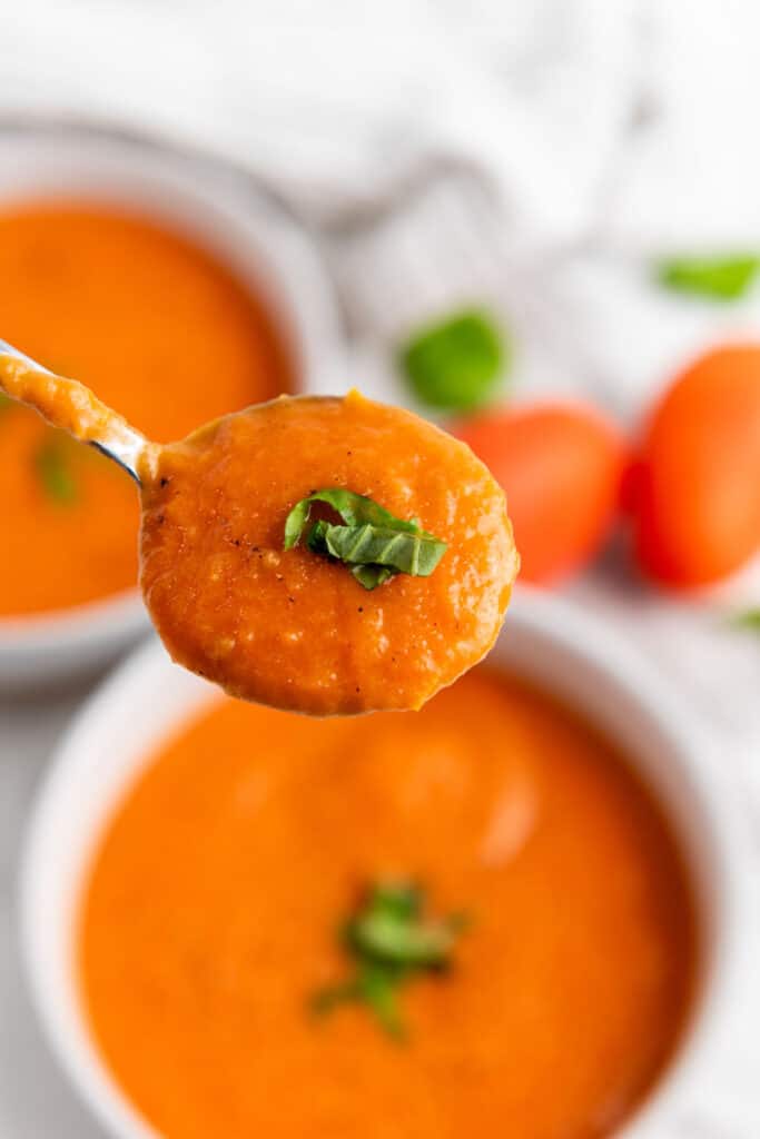 Roasted tomato soup with a hint of basil.