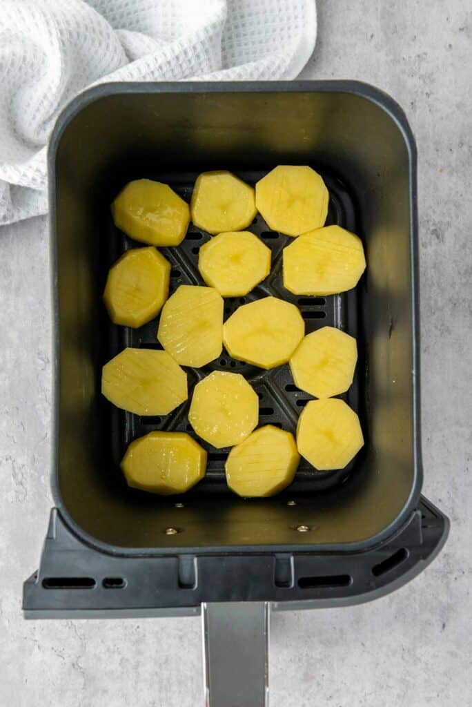 Potatoes in an air fryer, a convenient way to enjoy delicious accordion potatoes.