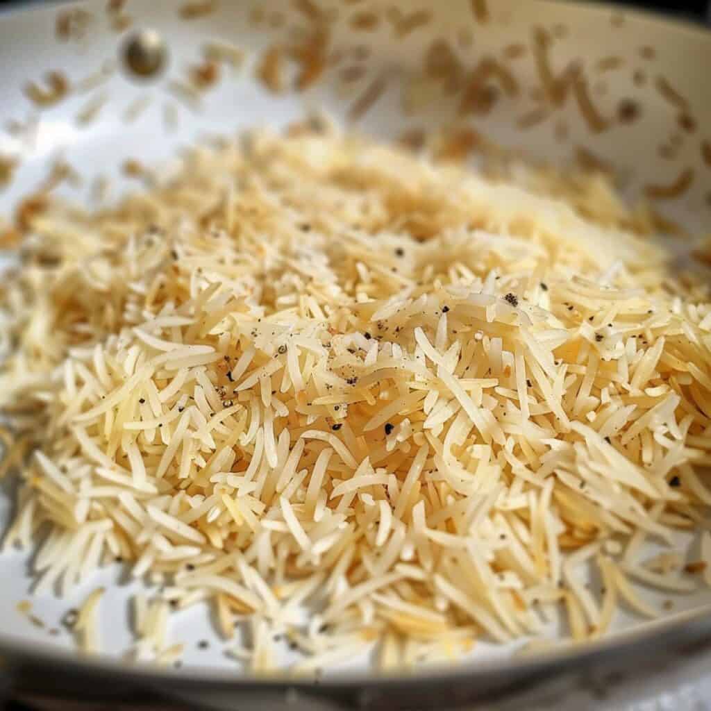 A bowl of rice with a sprinkle of parmesan on top.