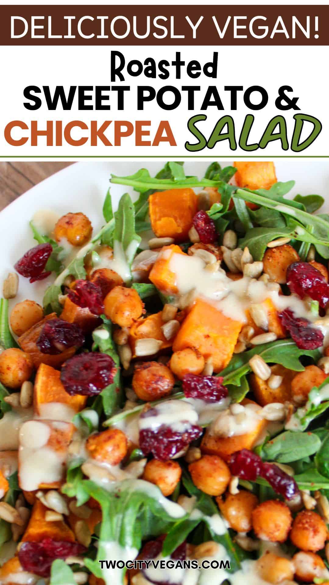 Roasted Sweet Potato and Chickpea Salad with Tahini Sauce - Two City Vegans