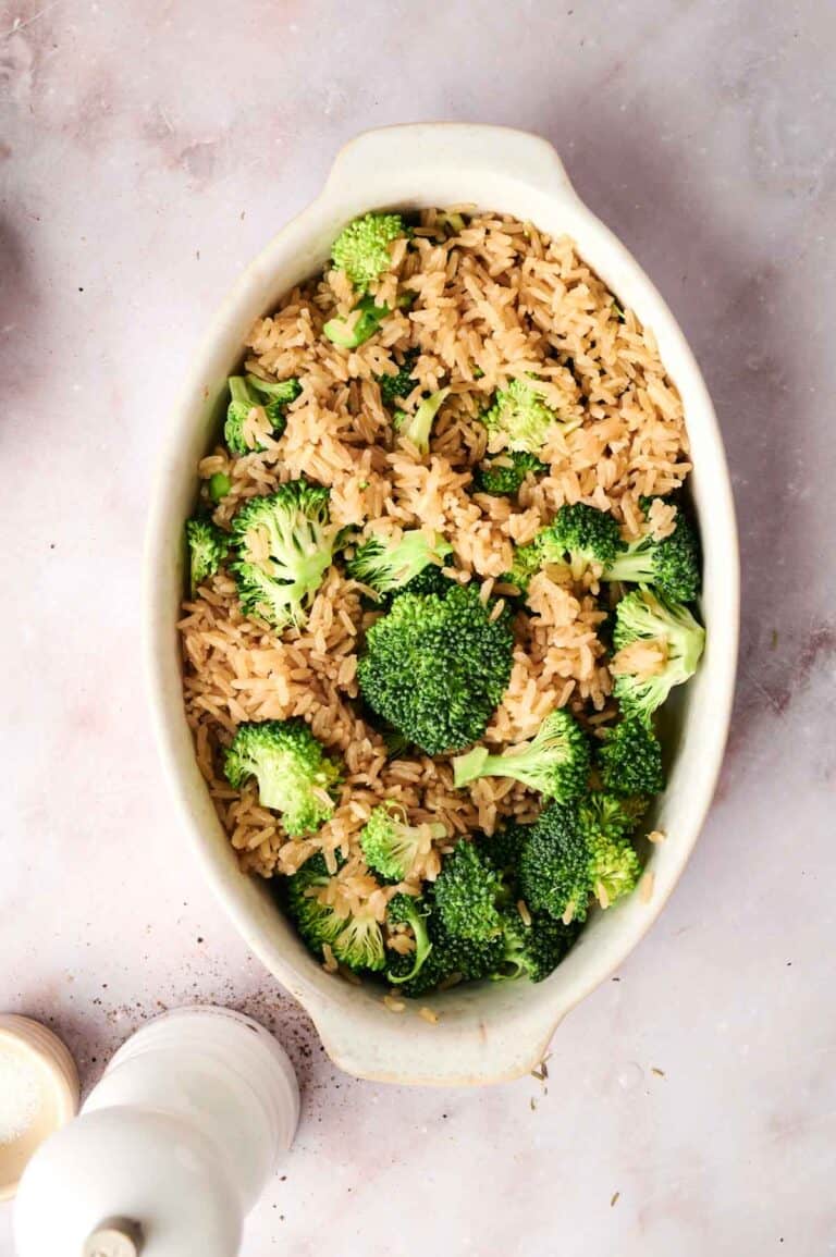 Vegan Cheesy Broccoli and Rice Casserole - Two City Vegans